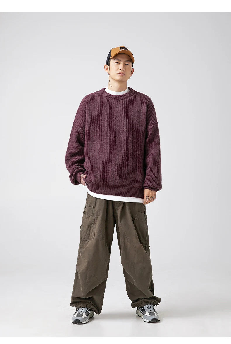 2023 Autumn Winter New Sweater Women's Men's  Green Knitted pullover Basic Solid Color Loose Black White Sweater Coats Warm Tops