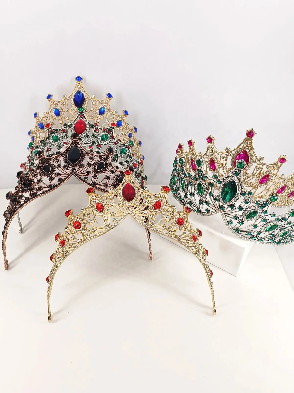 Bridal Headwear Colourful Women's Ballroom Crown Baroque Crystal Tiaras And Crowns Bridal Wedding Hair Accessories Jewelry