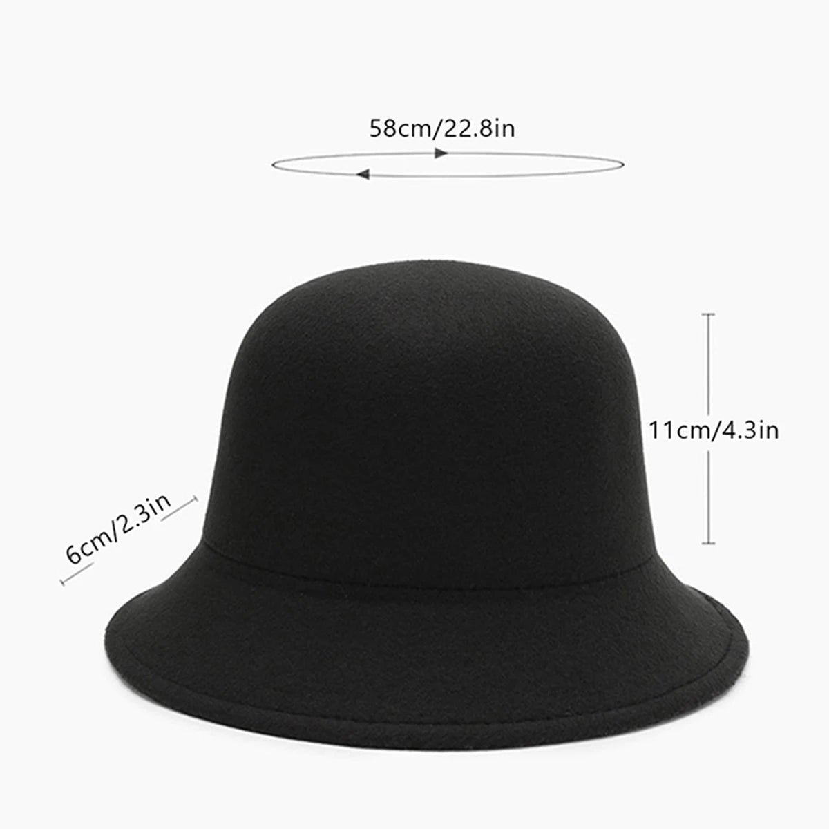 Women's Hat for Spring, Autumn, and Winter Korean Style British Fashion Versatile Jazz Woolen Bucket Hat Fisherman Hat Wide-Brimmed Hat for Parties, Outings, Shopping, Work, and Students