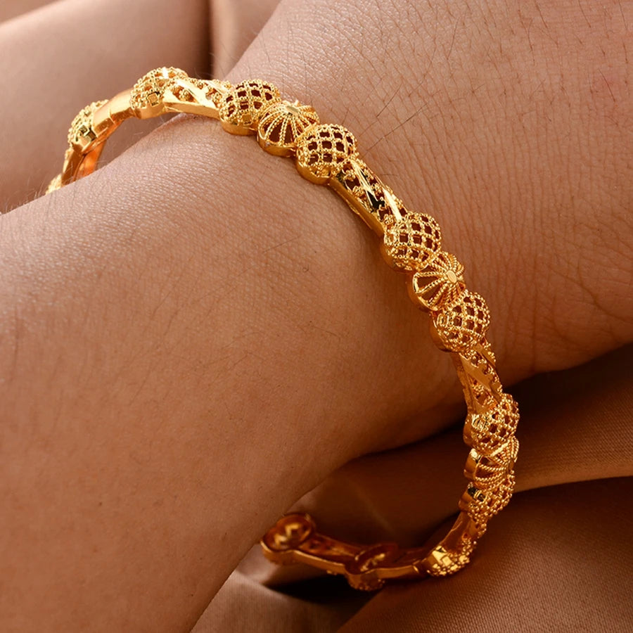 Women bangles Middle Eastern Bangles Gold Color Arab Bracelets for Wife girls wedding jewelry