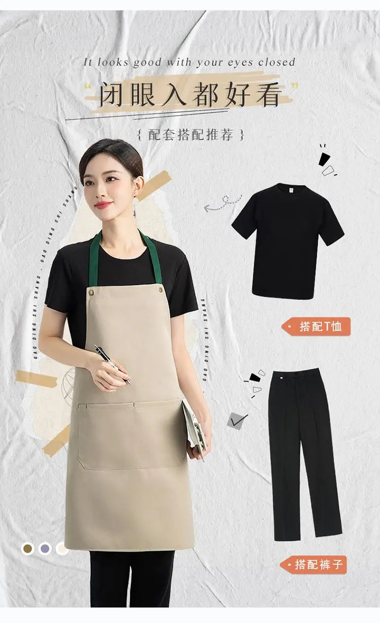 Kitchen Apron Custom Logo Polyester Plain Mandiles for Man Women Restaurant Bar Waiters Chefs Cleaning Bibs Nail Salon Aprons
