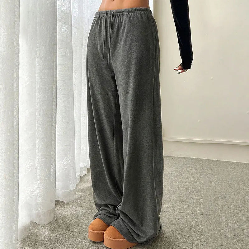 Women Trousers Fashion New Autumn Streetwear Basic Straight Casual Slim Pants Lady Sexy Solid Simple Versatile Knitted Trousers