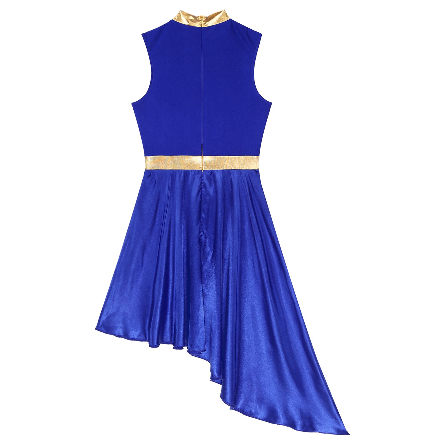 Womens Lyrical Dance Dress Ballroom Dancing Church Choir Stage Performance Costume Sleeveless Asymmetrical Hem Dresses Dancewear