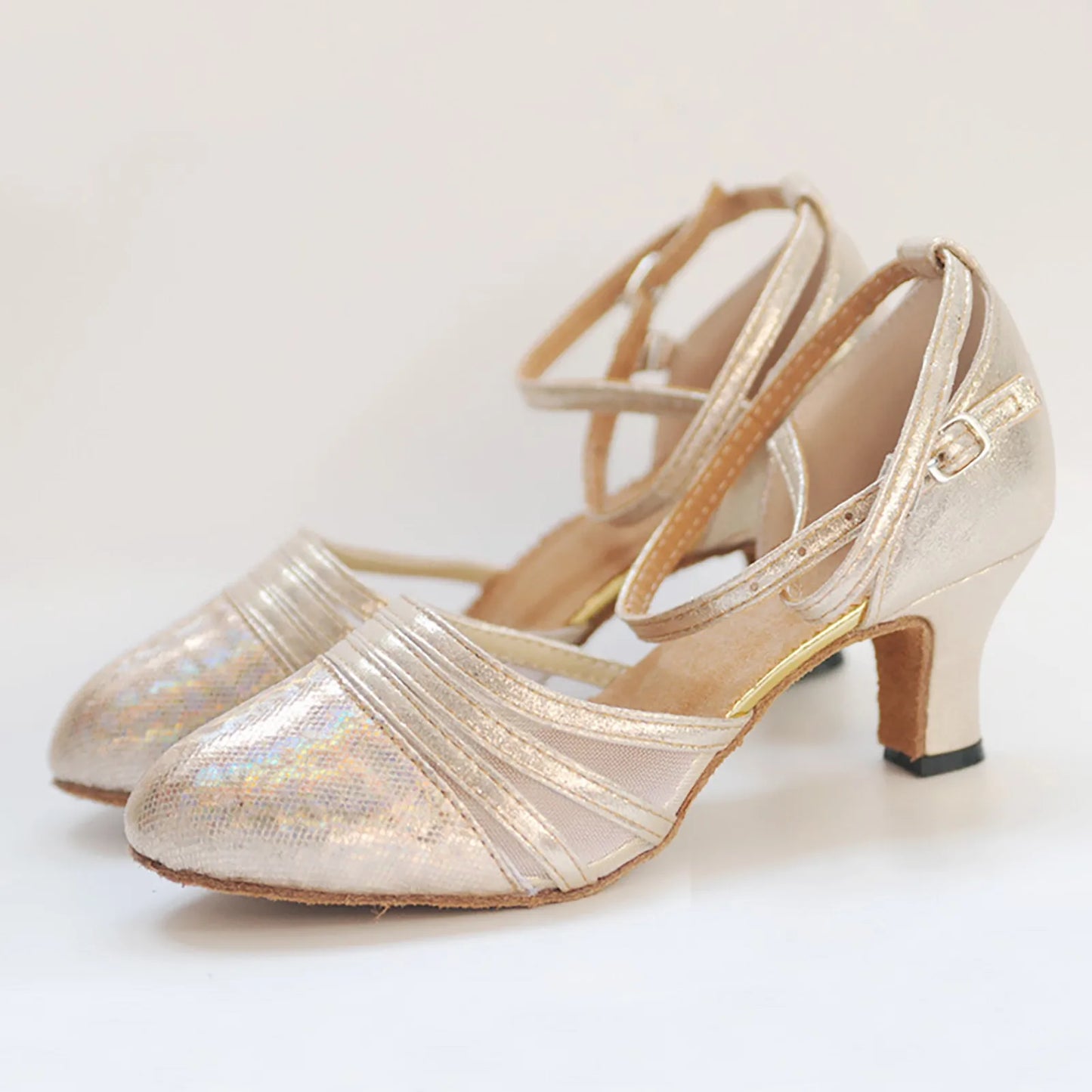 Fashion Latin Dancing Shoes Women Soft Rubber Sole Closed Toe Modern Tango Ballroom Party Lady Sequins Latin Dance Shoes