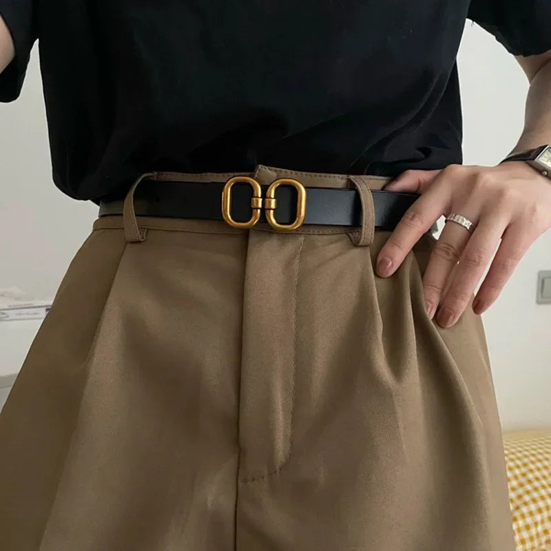 Belt for Women Famous Brand Luxury Designer Thin Waist Straps Fashion Women PU Leather Jeans Dress Trouser Denim Belt Waistband