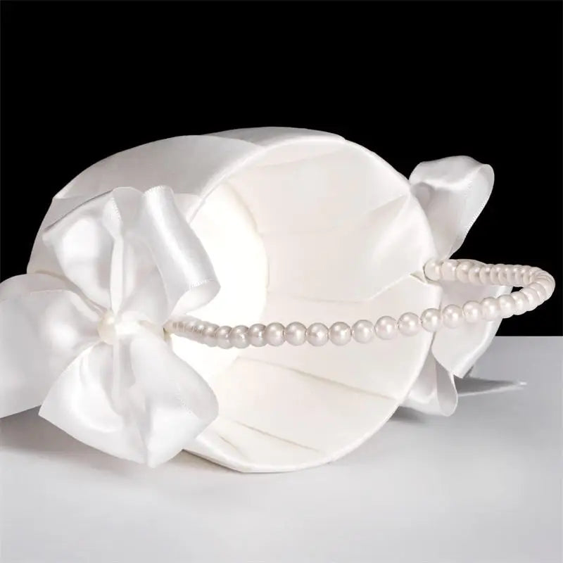 White Girls Flower Basket Silk Wedding Basket Flower Bride Girls Kids Hand Held Wedding Party Wedding  Bridal Flower Basket