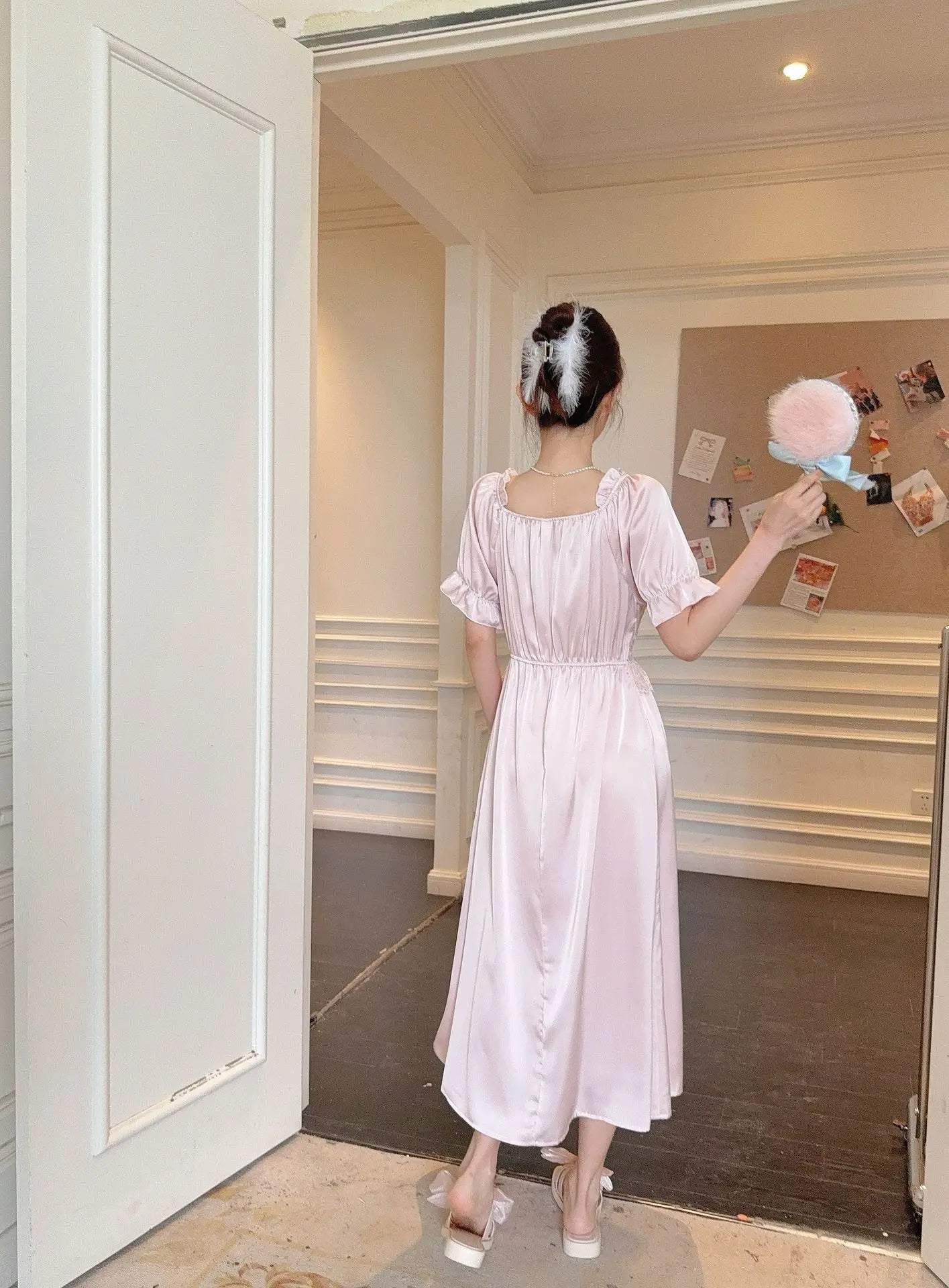 Women Long Nightgown Sleepwear Elegant Retro Court Style Nightdress Home Dressing Gown Spring Summer Rayon Sexy Lace Loungewear