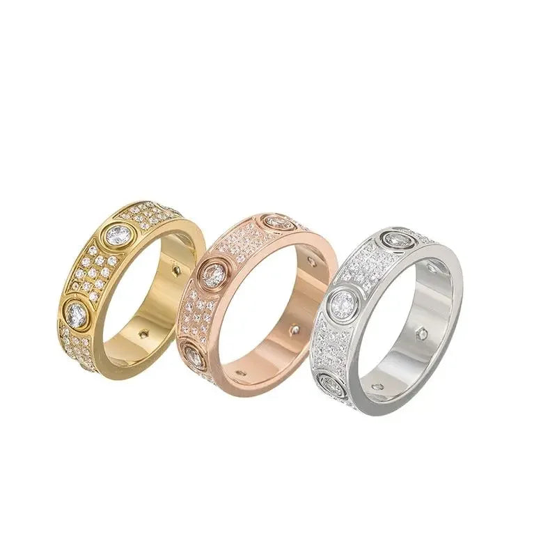 Ring for women 2025 luxury Titanium steel ring with sparking rhinestone designer jewelry Couple rings