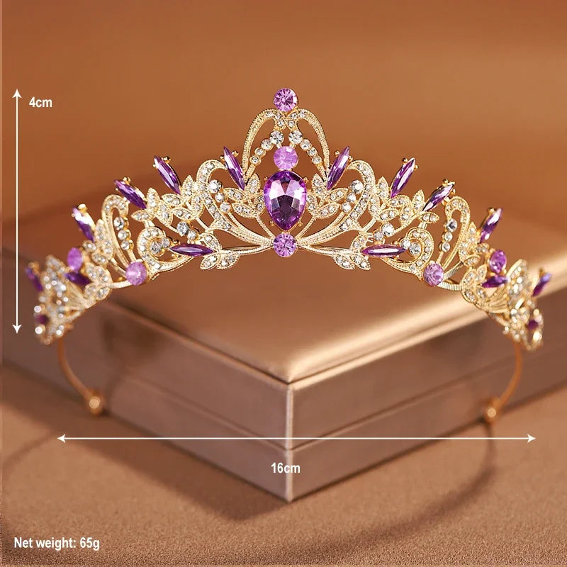 Bridal Headwear Gold-Colour Women's Full Of Classical Temperament Wedding Crown Girl Birthday Dazzling Tiaras