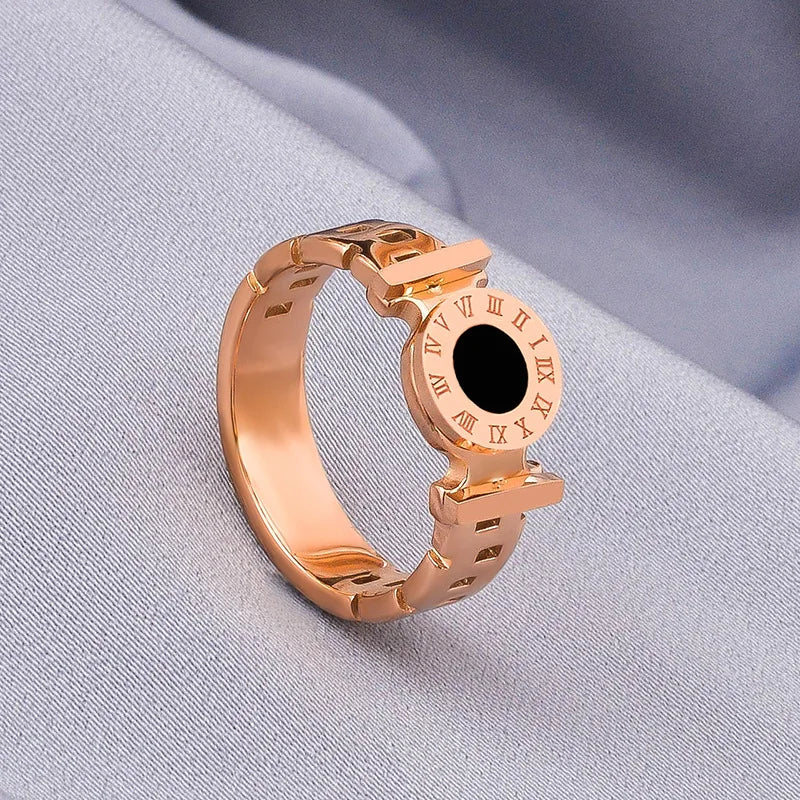 Roman Numerals Couple Ring for Women Men Luxury Stainless Steel Size 5-10 Finger Rings Female Wedding Trendy Jewelry