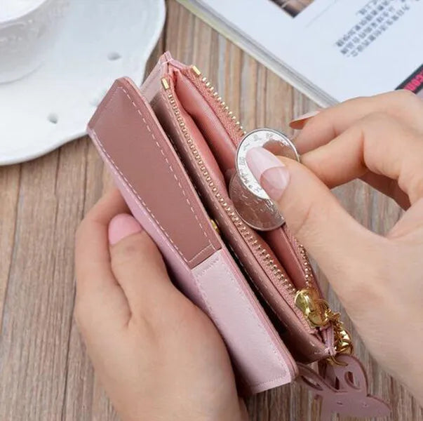 Women Fashion Wallets Zipper Coin Purse Ladies Short Purses Handbags Women Clutch Credit Cards Holder PU Leather Billfold Wallet