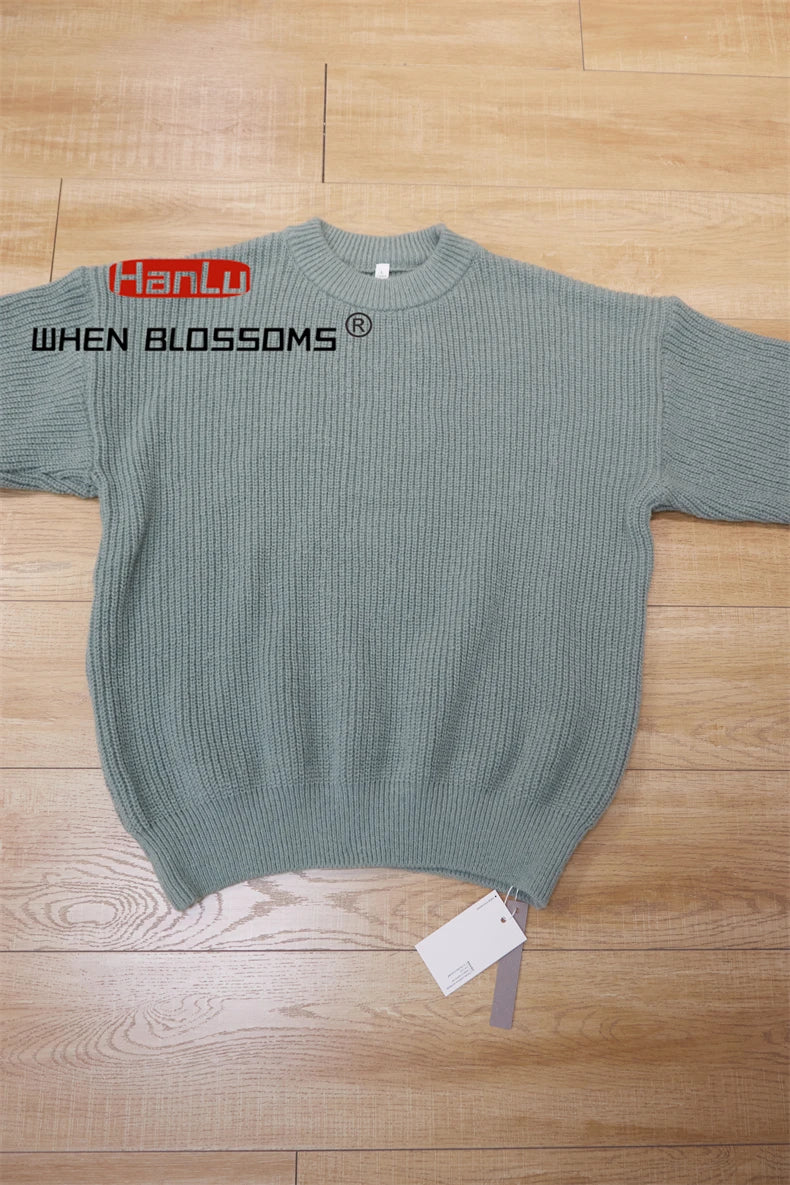 2023 Autumn Winter New Sweater Women's Men's  Green Knitted pullover Basic Solid Color Loose Black White Sweater Coats Warm Tops