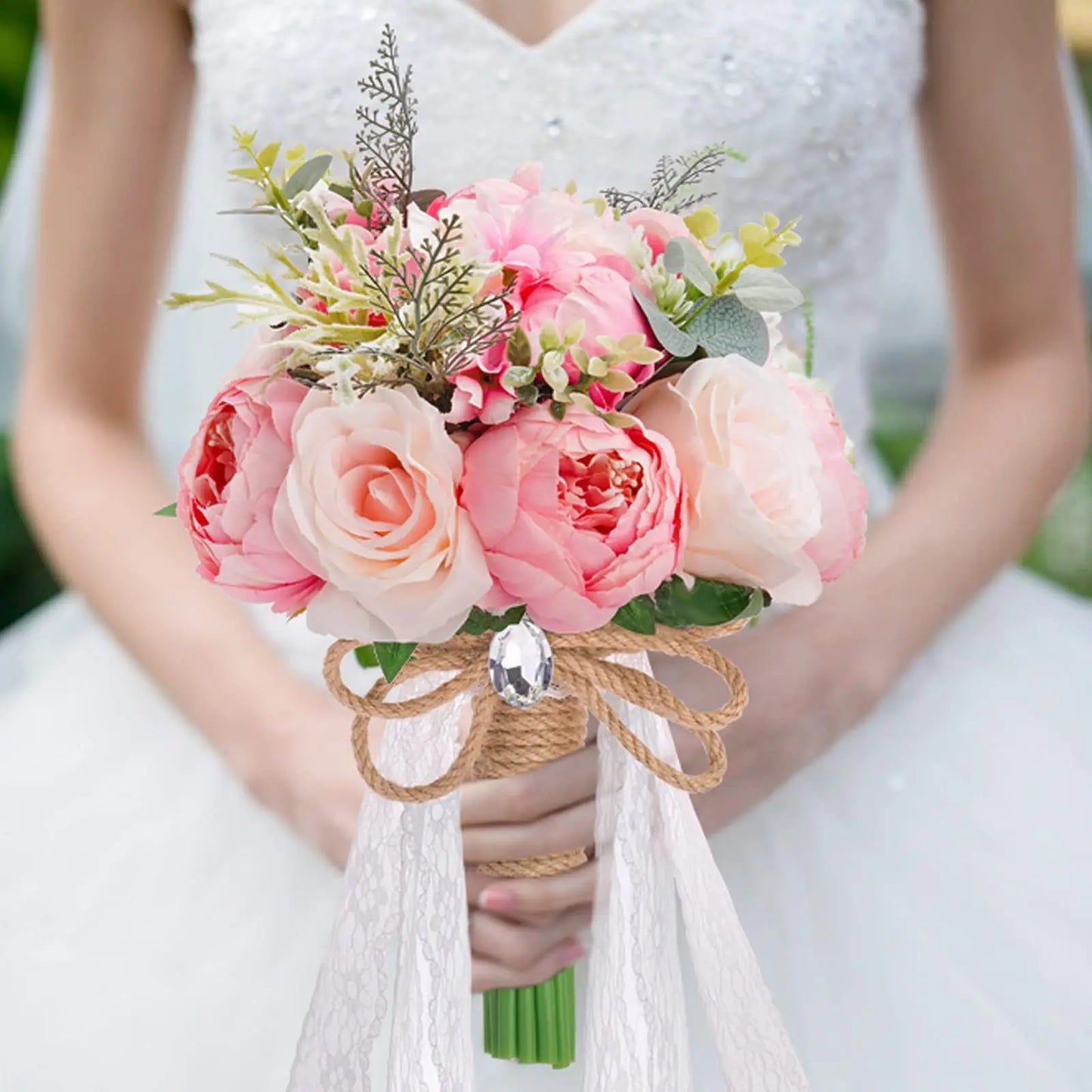 30CM Wedding Decoration Bridal Holding Flowers Artificial Roses Bundle Home Decoration Photography Props Silk Flowers