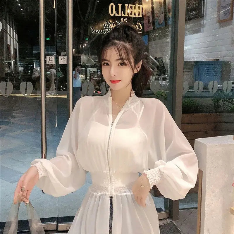 Long Jackets Women Summer Thin Sun-proof Korean Fashion Ins Sheer Breathable Casual New Solid Clothing Female Harajuku All-match