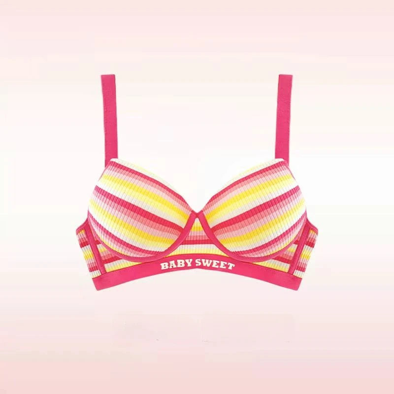 Sexy Bra for Women Tops Dopamine Rainbow Girl Seamless Bra Steel Ring Free Underwear Lingerie Bralette