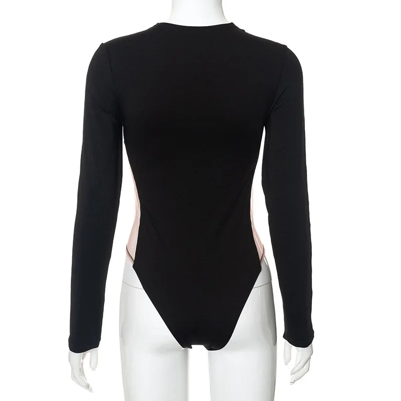See Through Sexy Bodysuit Lingerie Long Sleeve Lenceria Tranparente One-Pieces Body Feminino Skinny Corset Top Women Rave Outfit