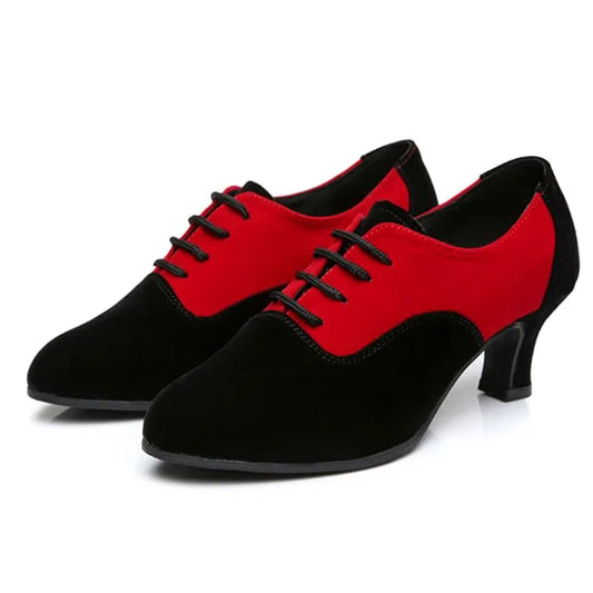Customized Women's Adult Baotou Salsa Modern Latin Dance Shoes with A Soft Sole Canvas Surface Anti Slip Breathable Dance Shoes