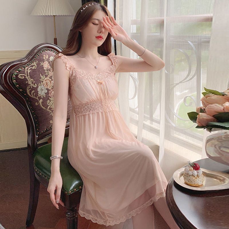 Sleepwear Women Nightwear Women's Sweet New Summer Long-sleeved Sexy Lace Home Clothes Night Gown Sleep Dress