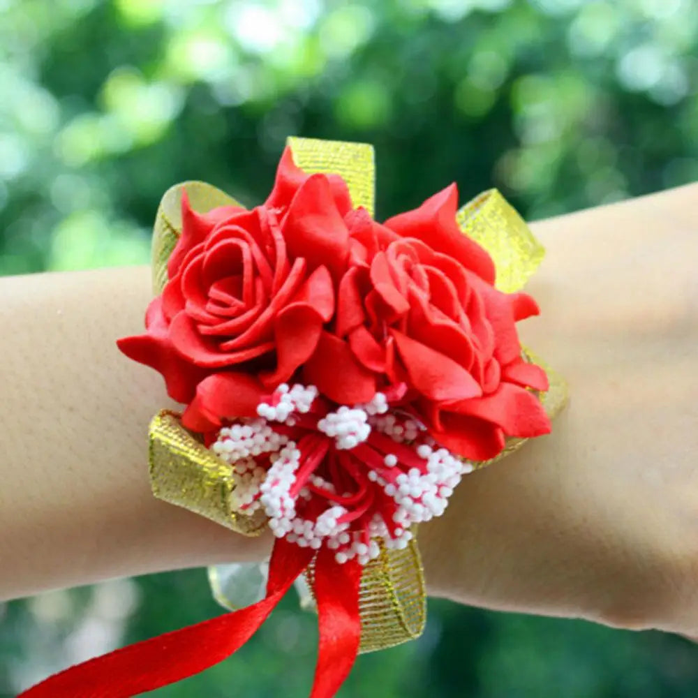 Rose Flowers Bridal Bridesmaid Wrist Corsage Wedding Party Ribbon Bracelet wedding decoration