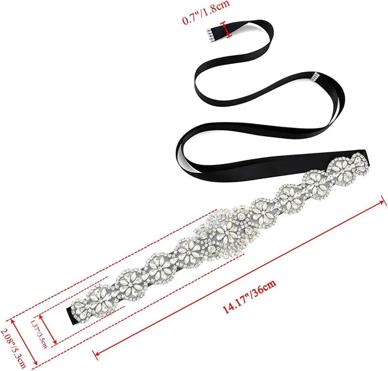 Bridal Belts Bling Wedding Women Handmade Jewelry Silver Rhinestone Pearl Crystal Sparkly Party Formal Dress Diamond Bride Sash