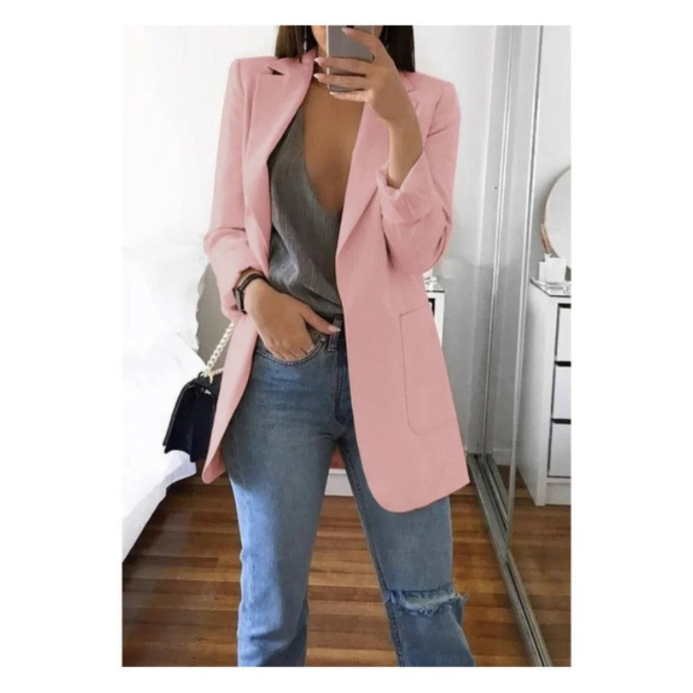 Blazer Women 2025 New Ladies Professional Office Lapel Cardigan Temperament ropa mujer Suit Jacket Casual Lady coat Solid coats