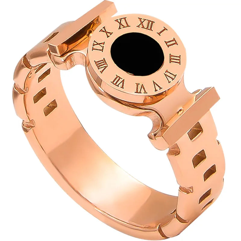 Roman Numerals Couple Ring for Women Men Luxury Stainless Steel Size 5-10 Finger Rings Female Wedding Trendy Jewelry