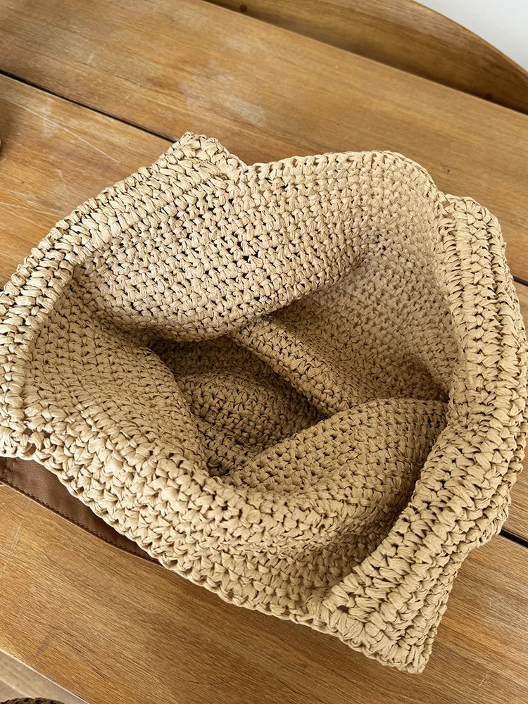 Handmade Woven Beach Bags For Women Handbag Large Capacity Travel Shoulder Bag Bohemian Straw Bag Vacation Shopper Tote Clutch
