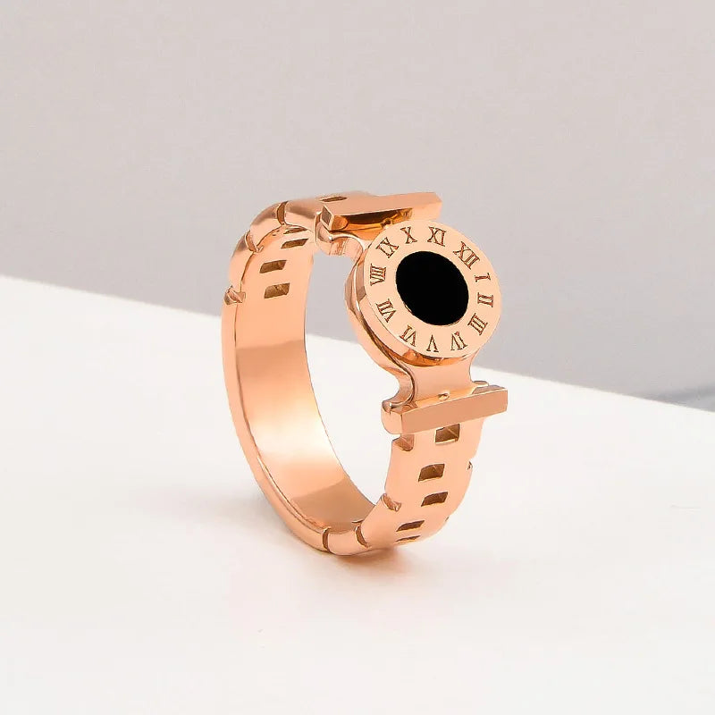 Roman Numerals Couple Ring for Women Men Luxury Stainless Steel Size 5-10 Finger Rings Female Wedding Trendy Jewelry
