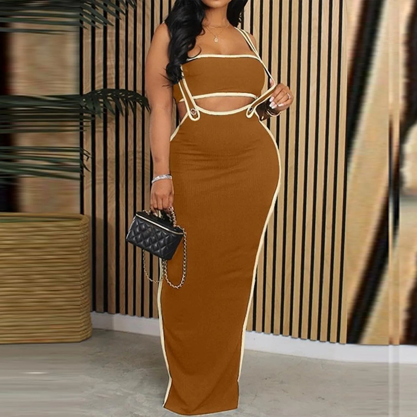 dresses for women One-piece dress design Personality and fashion Sexy Bodycon Tube Crop And Slit Maxi Suspender Skirt vestidos