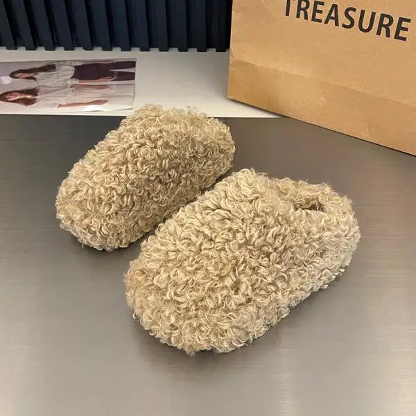 Shoes Woman 2025 Cover Toe Slippers Casual Platform Fur Flip Flops Pantofle Luxury Plush New Slides Shoes Woman 2024 Plush Slipp