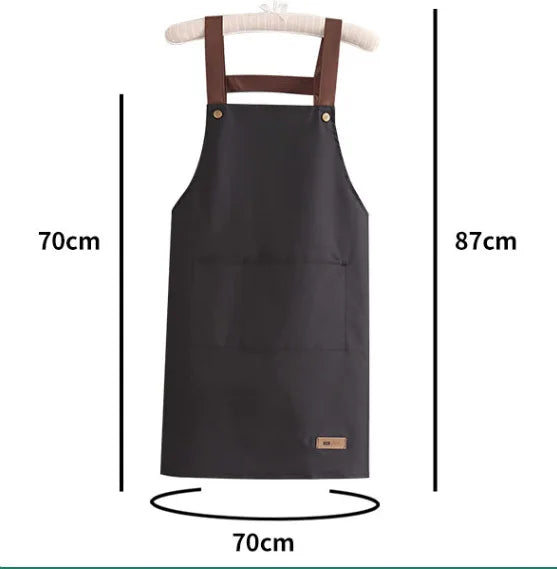 Kitchen Apron Waterproof Oilproof Convenient Pocket Chef Cooking Apron Men Women Barista Manicurist Work Aprons Waiter Uniform