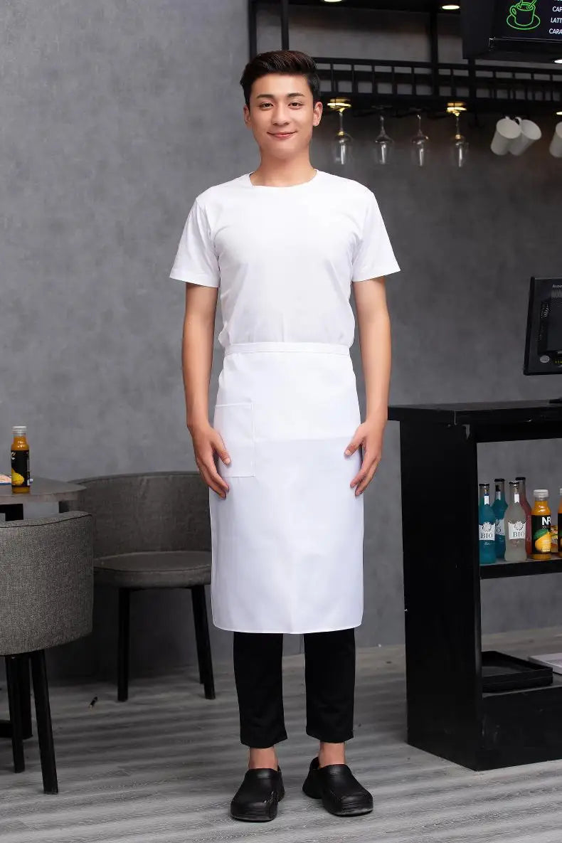 Catering Kitchen Apron for Women/Men With Pockets Work Mandil Cleaning Pinafore Restaurant  Chef Apron Shop Waiter Work Uniform