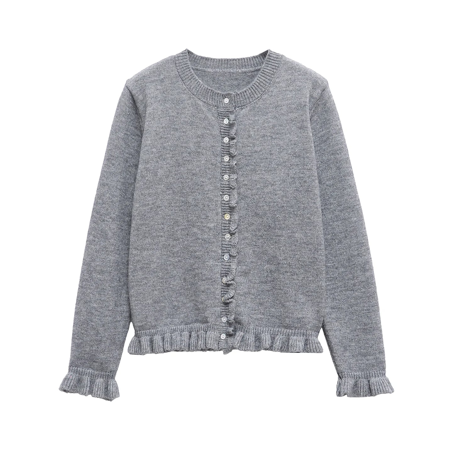 HH Sweater For Women Casual Solid O Neck Single Breasted Long Sleeve Knitted Cardigan Autumn Maternity Outfit Outwear Tops