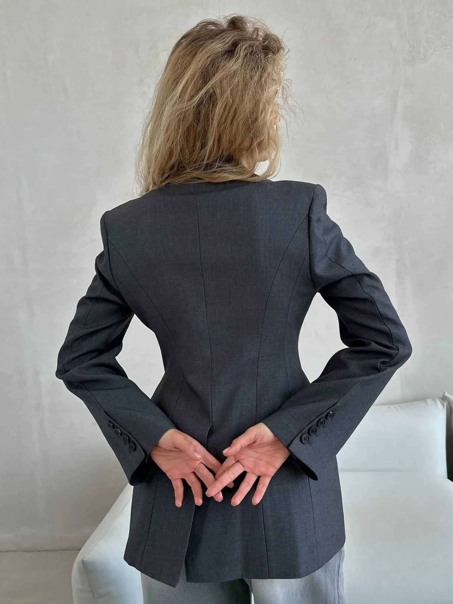 Blubelle Blazer Women Autumn Winter Slim Waist Chic Blazer Coats Office Ladies Double Breasted Fashion Jacket Women Clothing