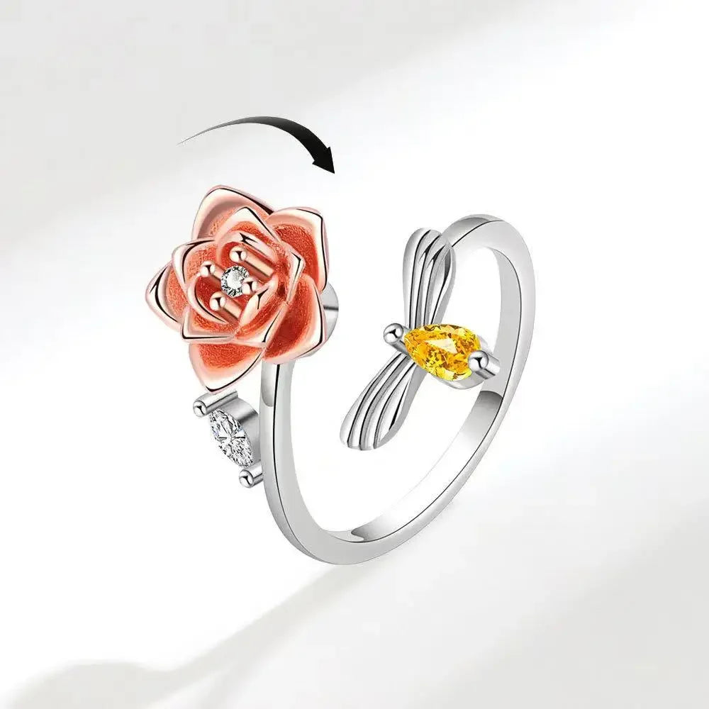 AAA Zircon Simple Geometric Ring Elegant Women's Daily Work Opening Adjustable Rings for Women Bridal Engagement Jewelry Gift