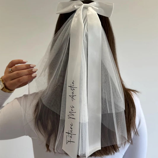 Personalised Bridal Bow Veil Custom Future Mrs Gift Wedding Bachelorette Party Bridal Shower Decoration Accessories Bride To Be