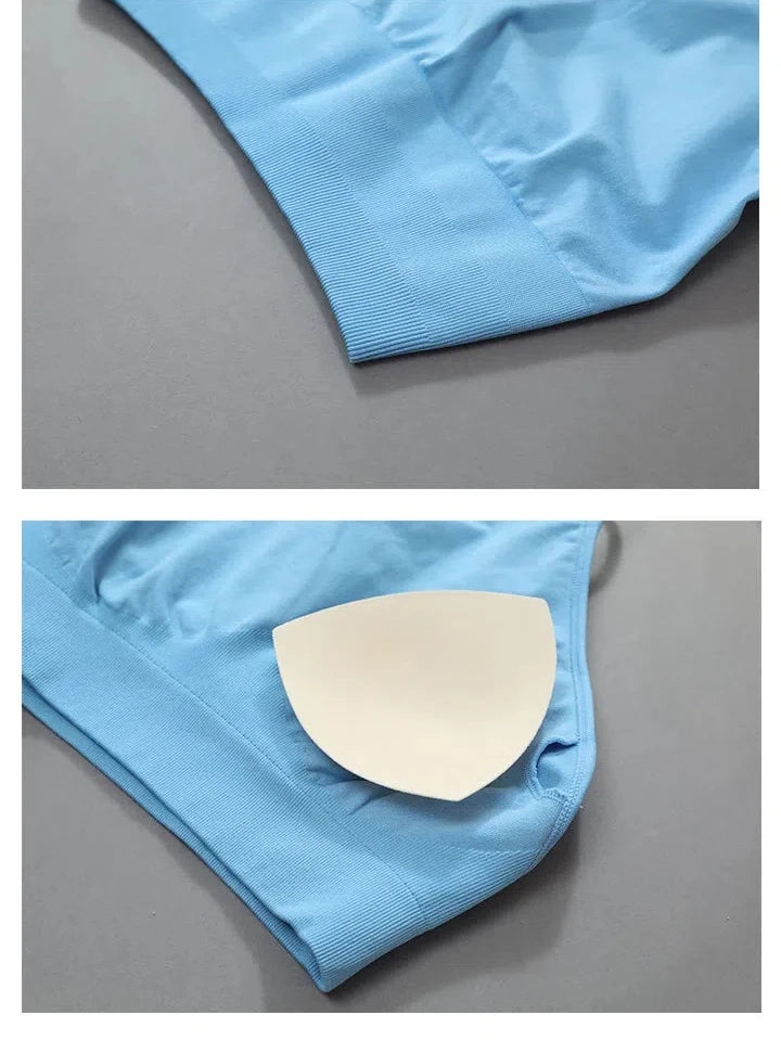 Women Sports Bra for Workout High Neck Gym Crop Top Nylon Fitness Shirts Padded Activewear