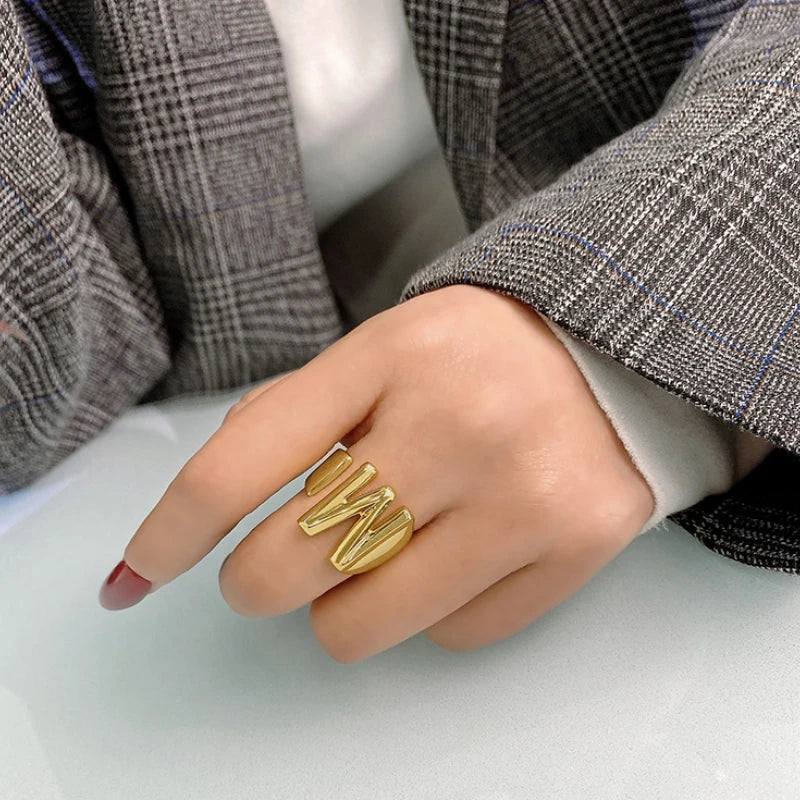 26 English Letter Ring Opening Adjustable Female Personality Internet Celebrity Ring Fashion Jewelry Couple Mother's Day Gift
