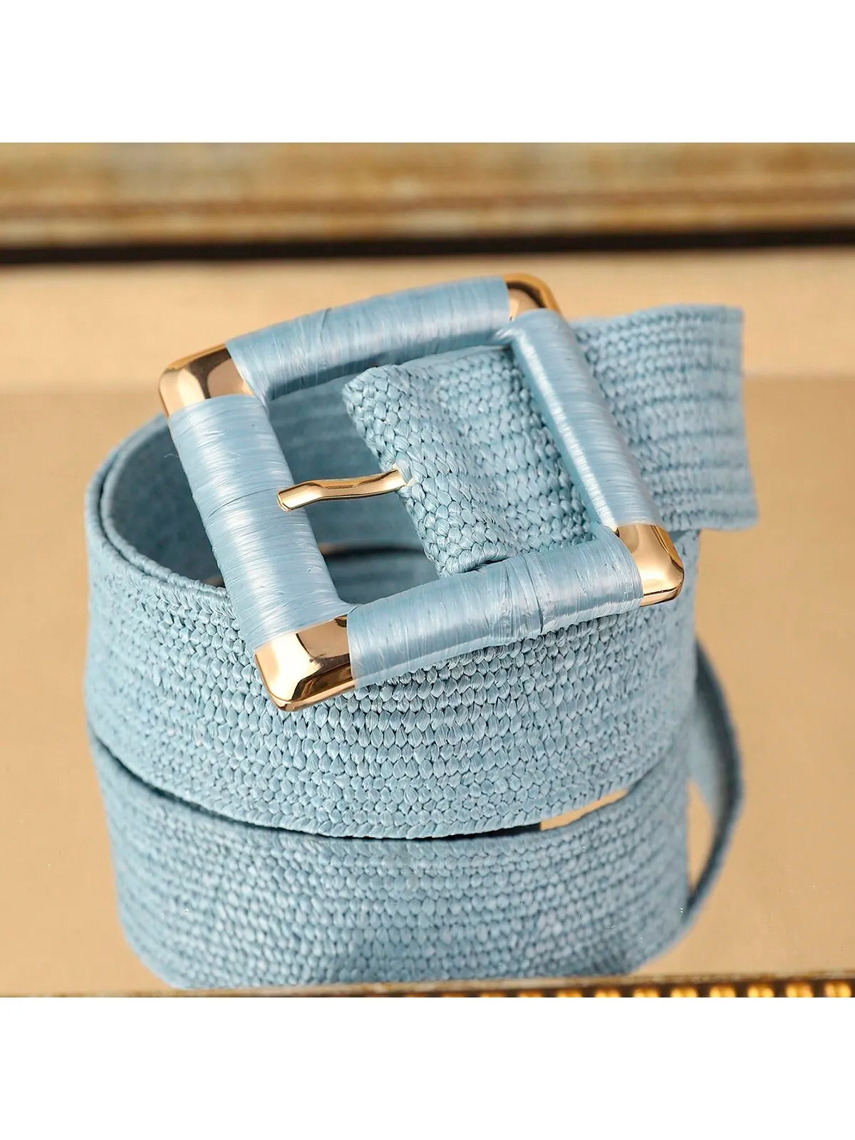 1 piece of women's blue braided belt, bohemian style, shopping go-ahead, party wear, trendy belt, suitable for everyday wear