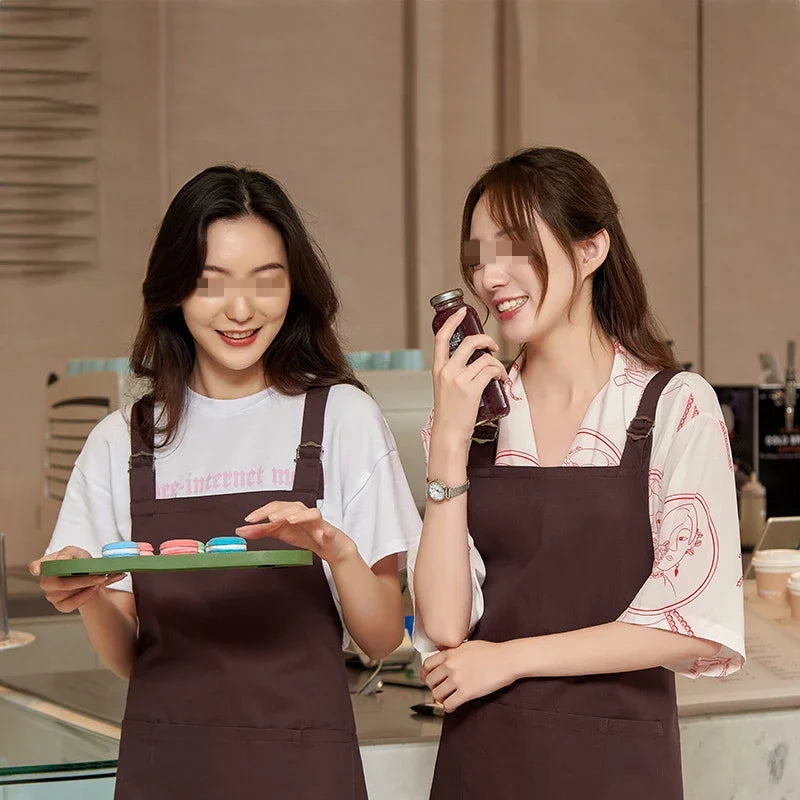 Comfortable Thin Kitchen Aprons for Woman Men Chef Work Apron for Grill Restaurant Bar Shop Cafes Beauty Nails Studios Uniform