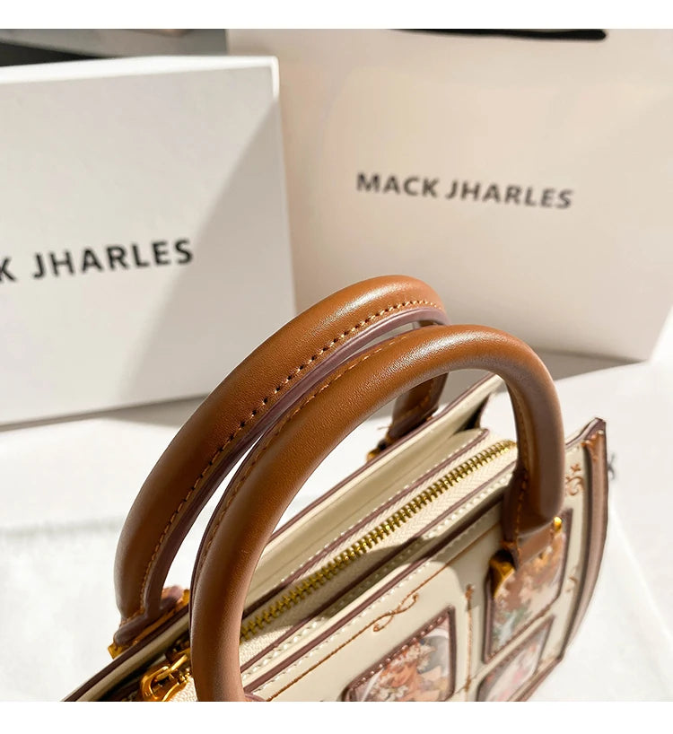 Women's handbag with high-end contrasting colors, carrying mother's bag 2024 new retro designer single shoulder crossbody bag