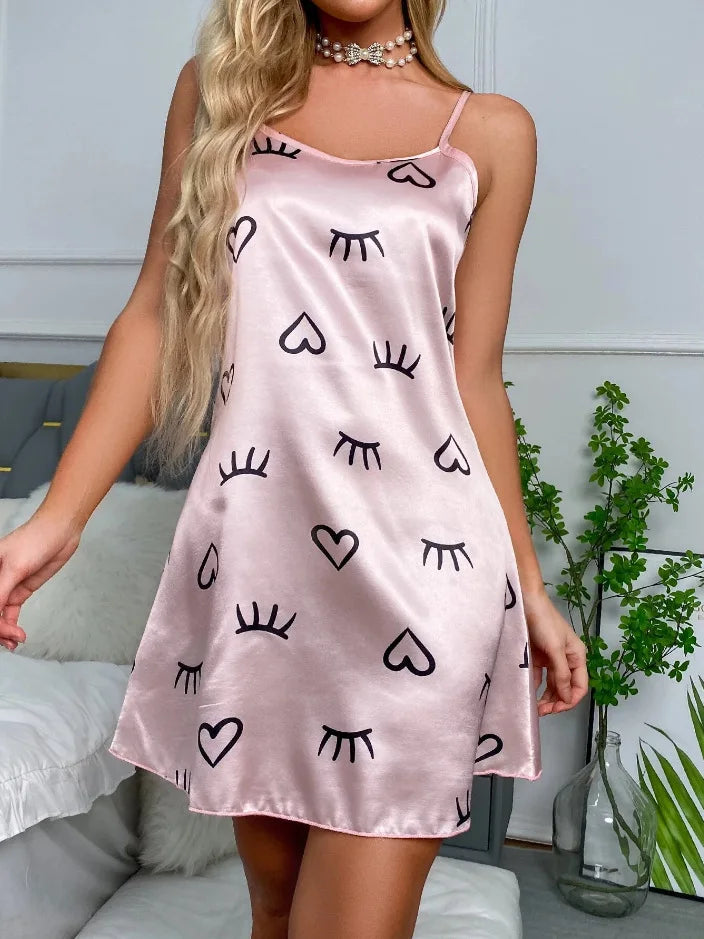 Women Sexy Sleeveless Nightdress Satin Chemise Lingerie Sleepwear Night Dress Cami Slip Dress Nightwear Nightgowns