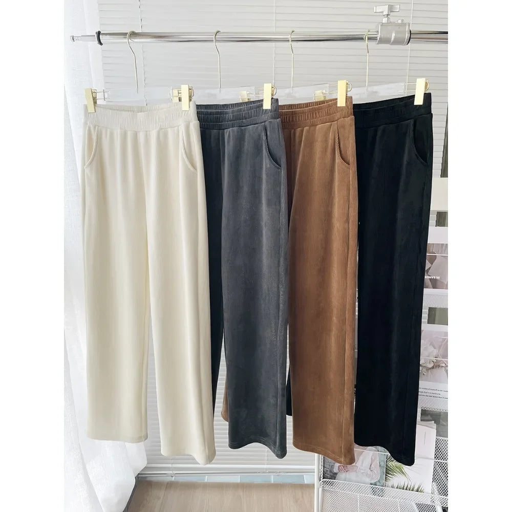 Wide-leg Trousers Women Autumn Winter 2025 New High Waist Draping Straight Tube Casual Versatility Floor Straight leg pants