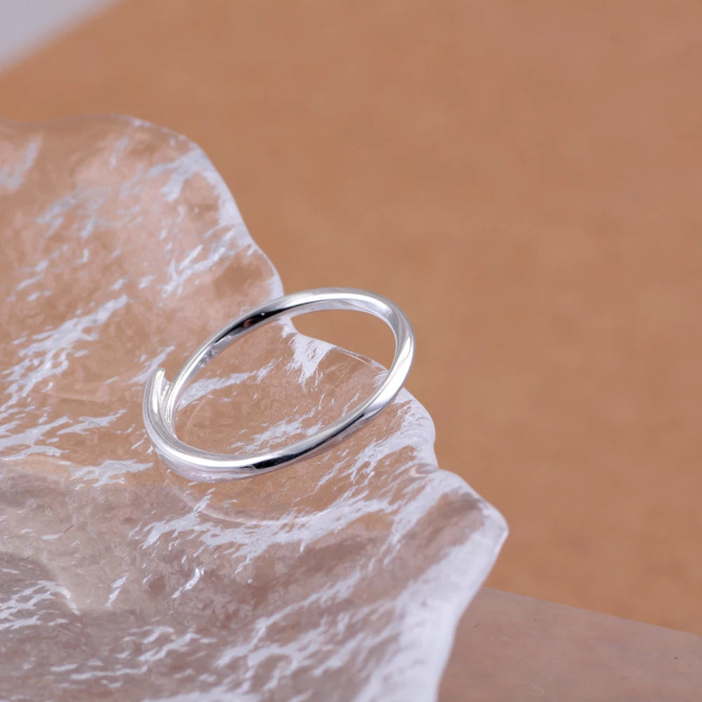 HOT 925 Sterling Silver Fine Plain Ring With Simple Opening Trendy And High-end Fashion Suitable For Women And Men's Jewelry