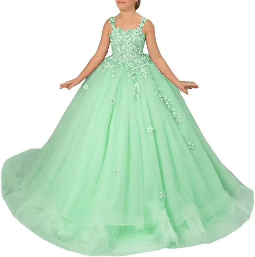 Kingbridal Flower Girl Dresses for Wedding Lace Princess First Communion Formal Dresses Tulle Pageant Ball Gowns Princess Dress
