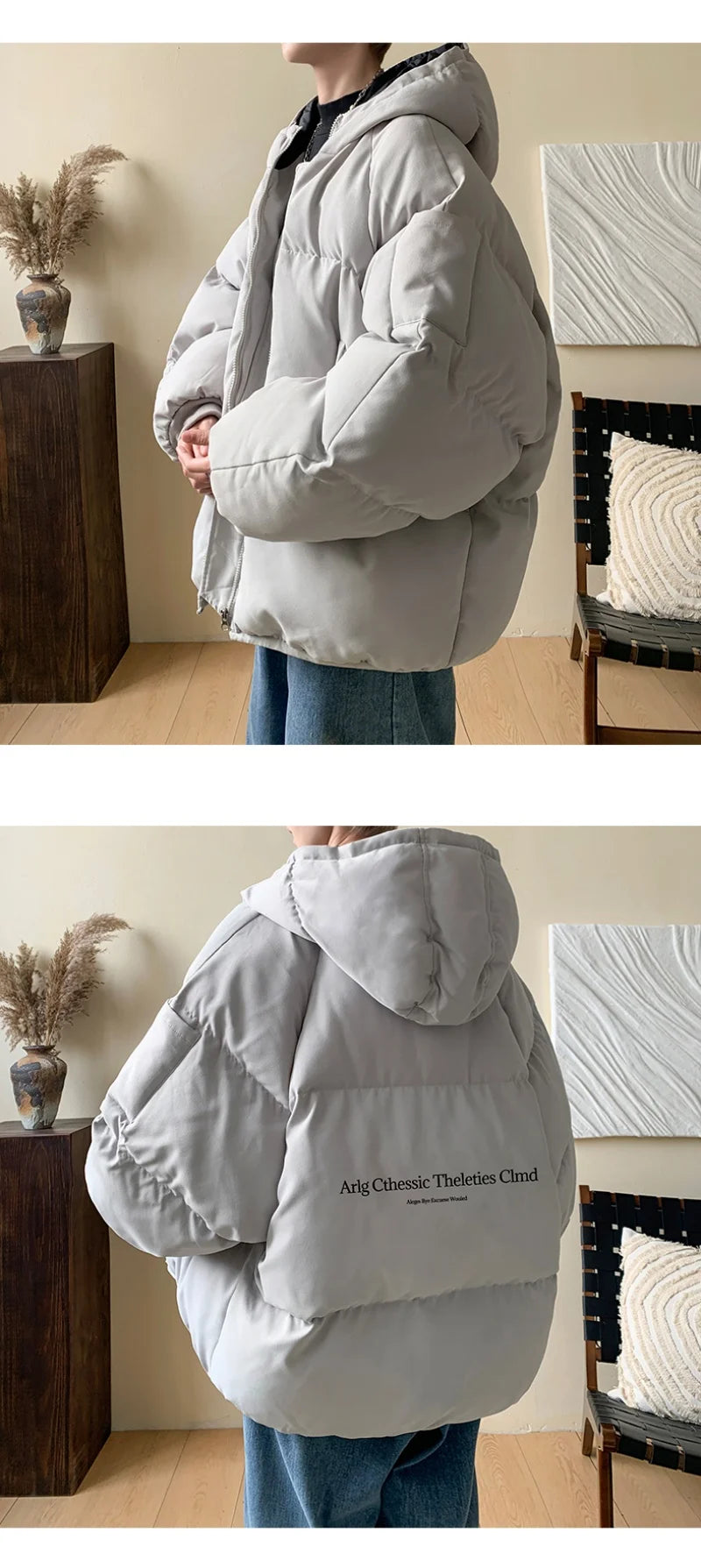 Winter Bread Jacket Winter for Men Fashion Warm Male Parkas Big Size Letter Print Men's Cotton Coat Oversize Men Clothing 2024