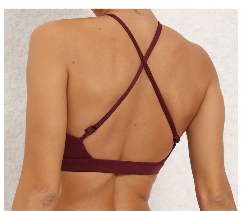 Women's Yoga Bra - Running Cross Back Breathable Naked Feel Sports Fitness Bra  for Yoga Running Gym Top