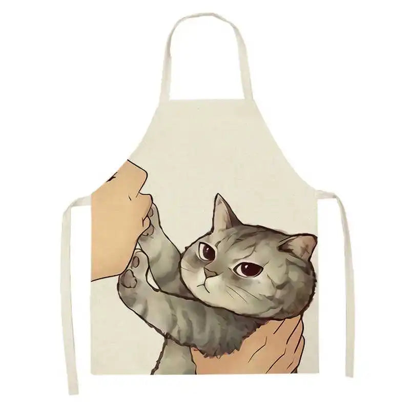Kitchen apron Cute cartoon cat pattern  anti-stain and oil-proof sleeveless  Home Clean cooking baking accessories