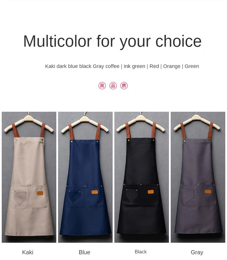 New Fashion Kitchen Aprons for Woman Men Chef Work Apron for Grill Restaurant Bar Shop Cafes Beauty Nails Studios Uniform