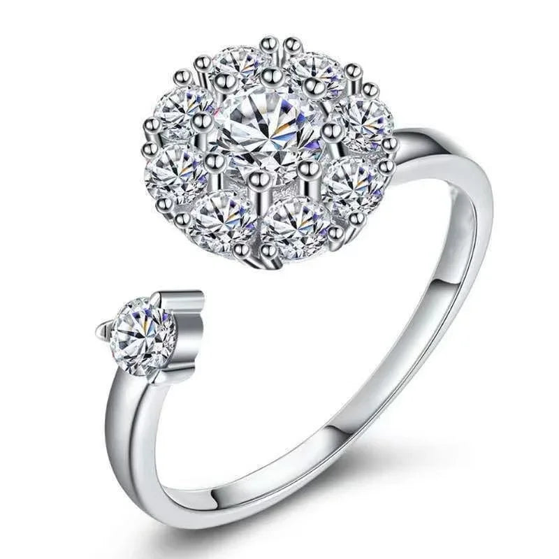 AAA Zircon Simple Geometric Ring Elegant Women's Daily Work Opening Adjustable Rings for Women Bridal Engagement Jewelry Gift